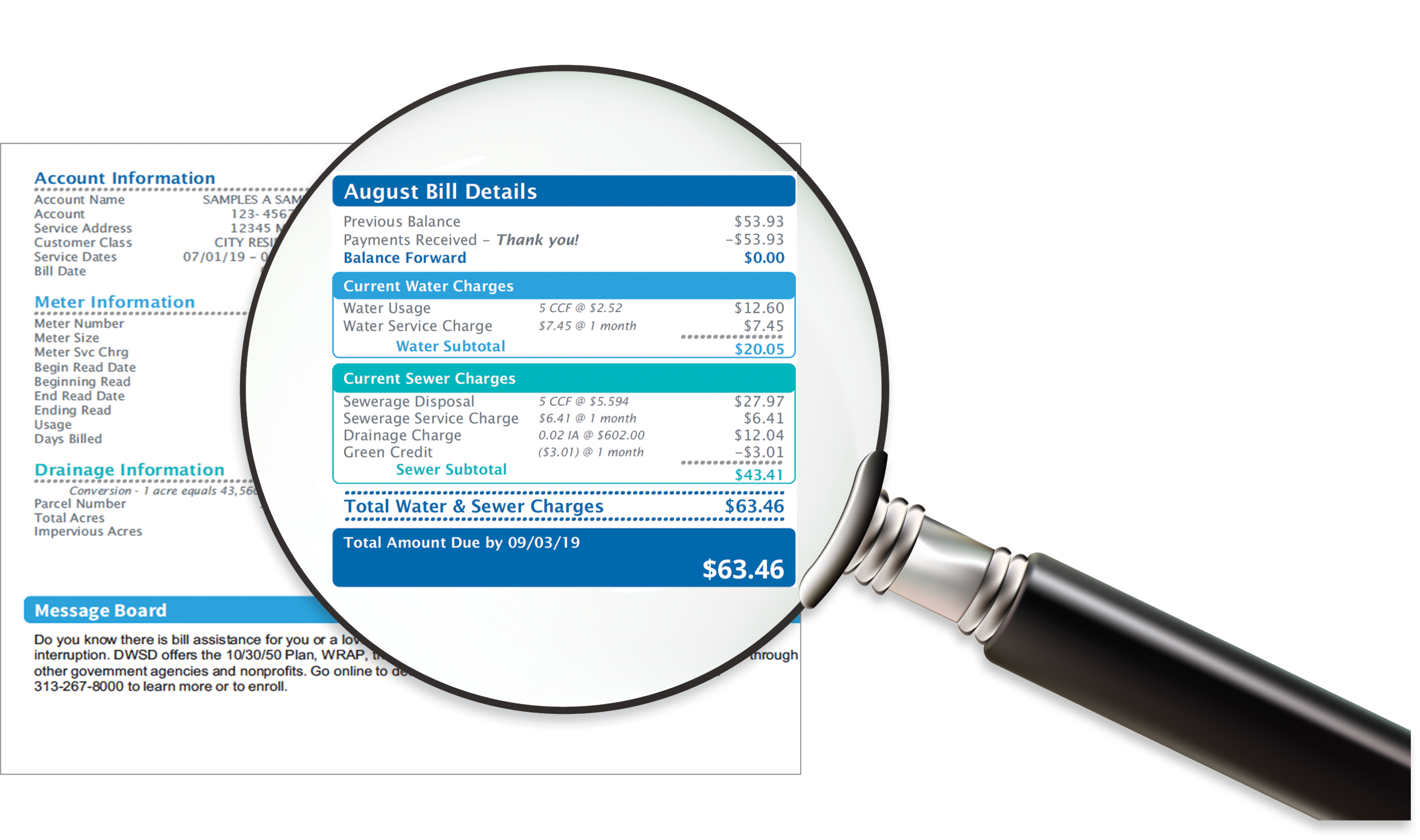 Drainage Charge Sample Bill Effective July 2019