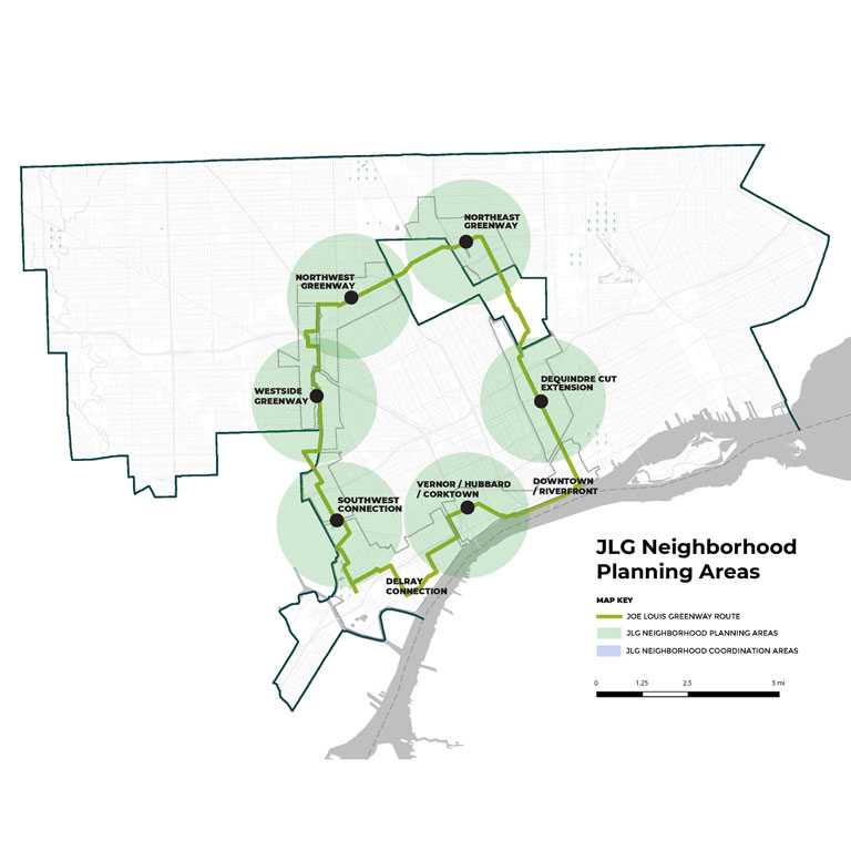 Joe Louis Greenway Map