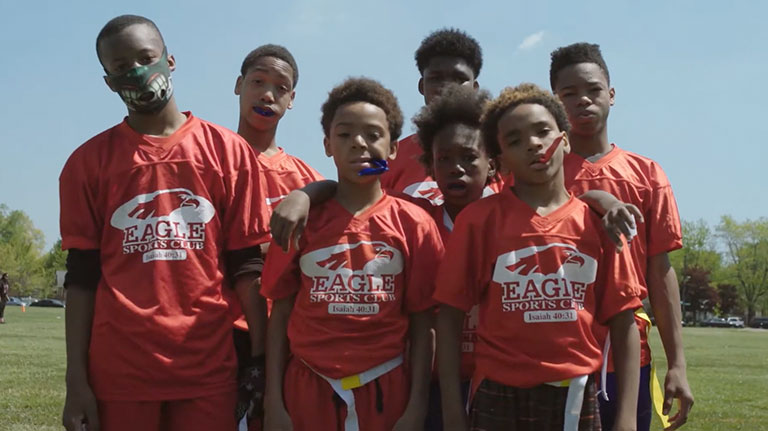 a group of seven children