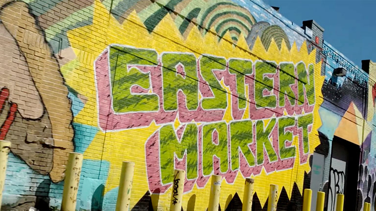 eastern market art on a building