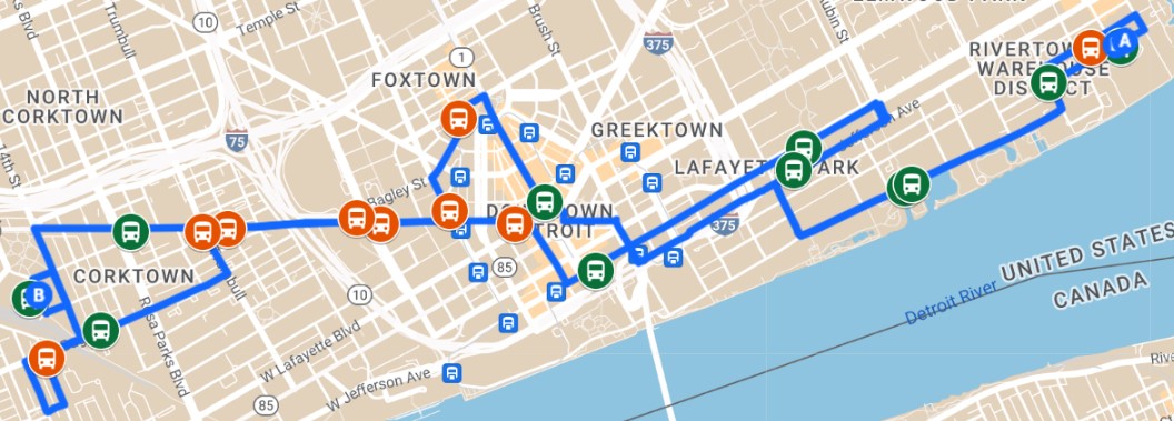 The Connect AV Shuttle Service map