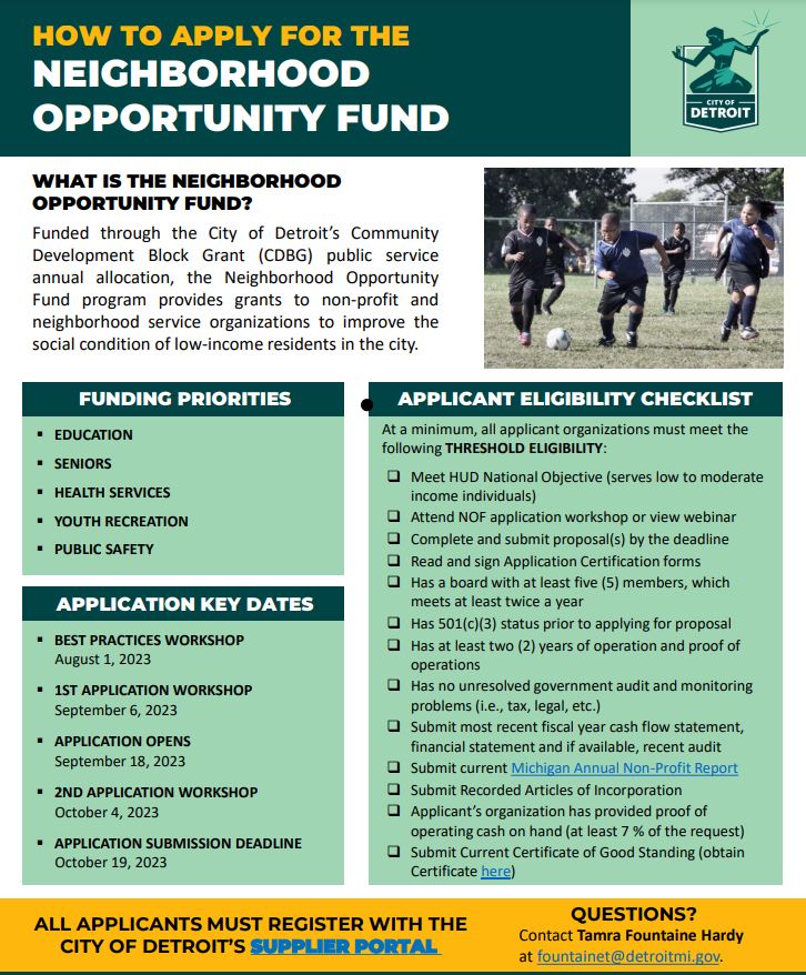 Flyer for the NOF Grant program application