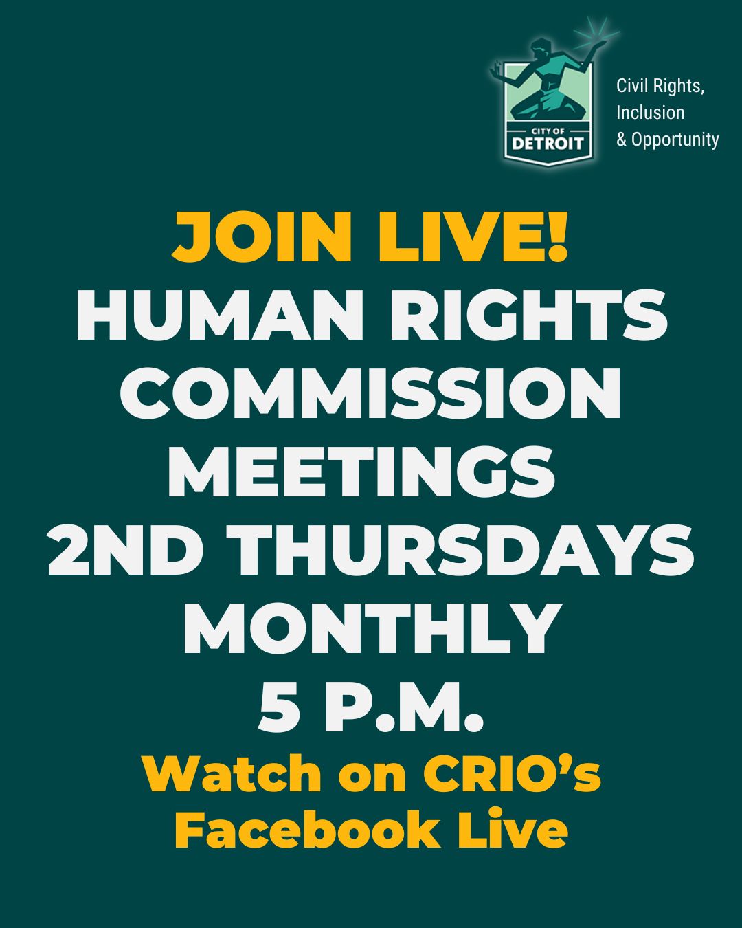 City of Detroit's Human Rights Commission Monthly Meetings